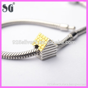 Made in Shenzhen Genuine 925 silver Charms with golden house fit European Bracelet Snake Chain hot Selling